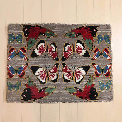プレミアムギャッベ／ホシナマイ（ルリバフ） 88×66cm（HSS-94086）
