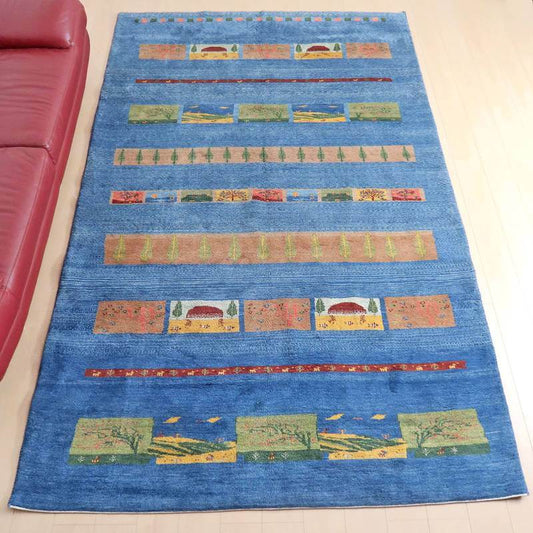 プレミアムギャッベ／ホシナマイ（ルリバフ） 315×193cm（HX-14338）