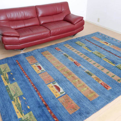 プレミアムギャッベ／ホシナマイ（ルリバフ） 315×193cm（HX-14338）