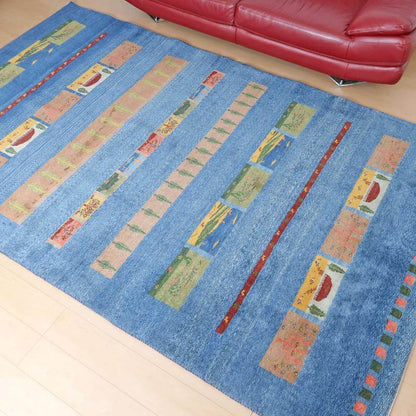 プレミアムギャッベ／ホシナマイ（ルリバフ） 315×193cm（HX-14338）