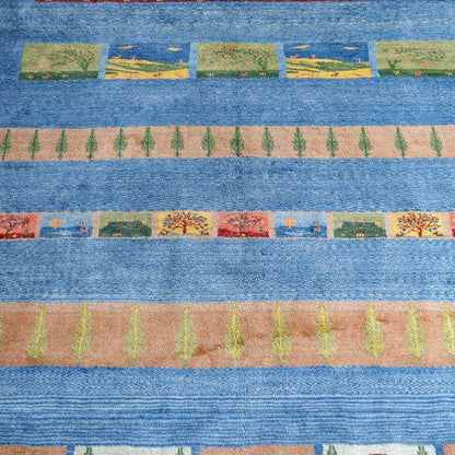 プレミアムギャッベ／ホシナマイ（ルリバフ） 315×193cm（HX-14338）