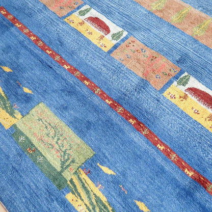 プレミアムギャッベ／ホシナマイ（ルリバフ） 315×193cm（HX-14338）