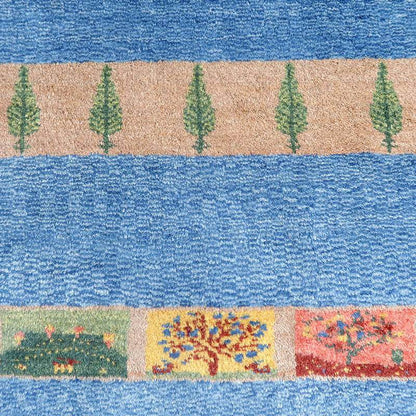 プレミアムギャッベ／ホシナマイ（ルリバフ） 315×193cm（HX-14338）