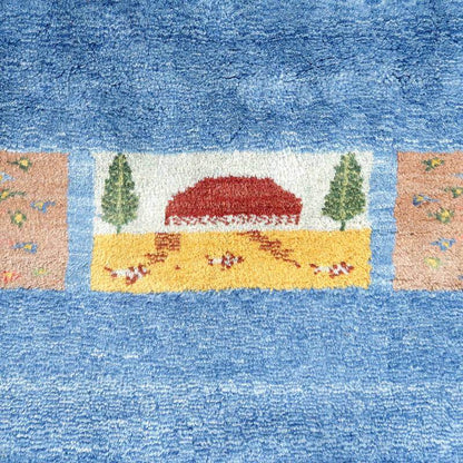 プレミアムギャッベ／ホシナマイ（ルリバフ） 315×193cm（HX-14338）