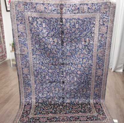 LUMINA モダールアートコレクション｜花鳥・花唐草柄 ネイビー×ピンク｜225×145cm（S-13314）