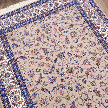イラン製 ペルシャデザイン カーペット｜花唐草文様 ベージュ 機械織り 高密度（S-13275）