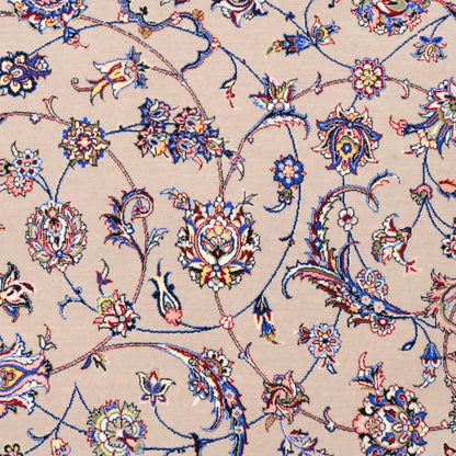 イラン製 ペルシャデザイン カーペット｜花唐草文様 ベージュ 機械織り 高密度（S-13275）