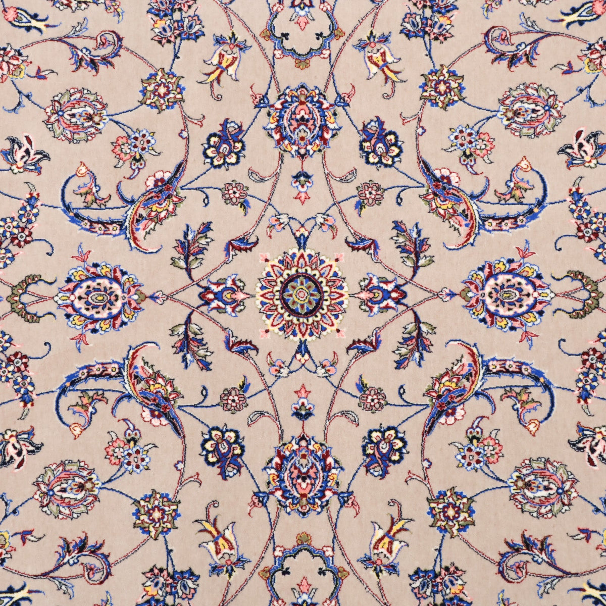 イラン製 ペルシャデザイン カーペット｜花唐草文様 ベージュ 機械織り 高密度（S-13275）