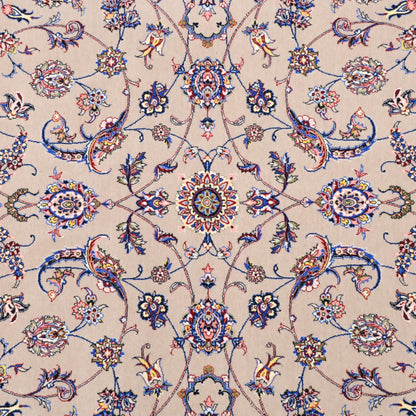 イラン製 ペルシャデザイン カーペット｜花唐草文様 ベージュ 機械織り 高密度（S-13275）