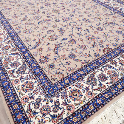 イラン製 ペルシャデザイン カーペット｜花唐草文様 ベージュ 機械織り 高密度（S-13275）