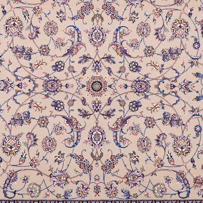 イラン製 ペルシャデザイン カーペット｜花唐草文様 ベージュ 機械織り 高密度（S-13275）