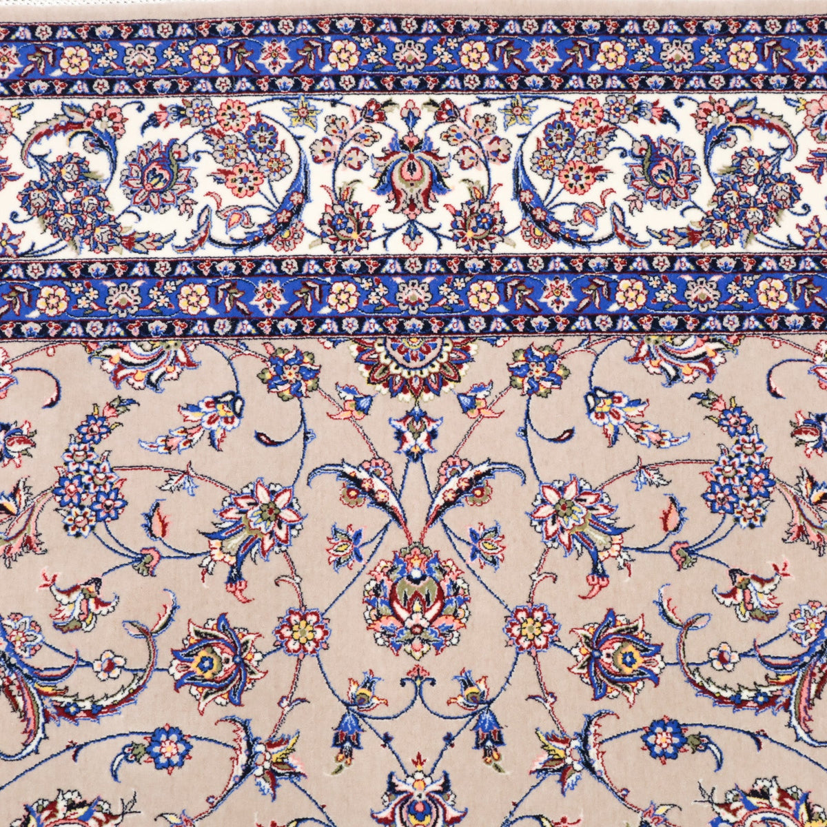 イラン製 ペルシャデザイン カーペット｜花唐草文様 ベージュ 機械織り 高密度（S-13275）