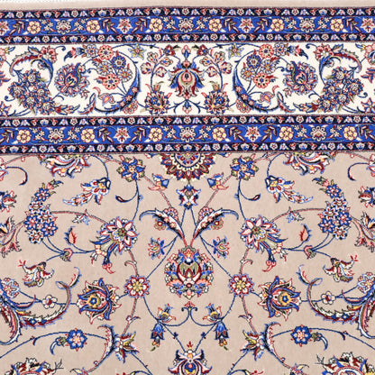 イラン製 ペルシャデザイン カーペット｜花唐草文様 ベージュ 機械織り 高密度（S-13275）