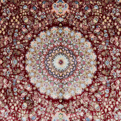 LUMINA モダールアートコレクション｜花メダリオン柄 ワインレッド×アイボリー｜180×118cm（S-13308）