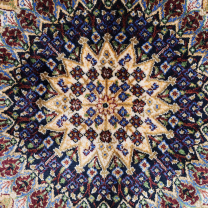 LUMINA モダールアートコレクション｜花メダリオン柄 アイボリー×ブルー｜204×140cm（S-13309）