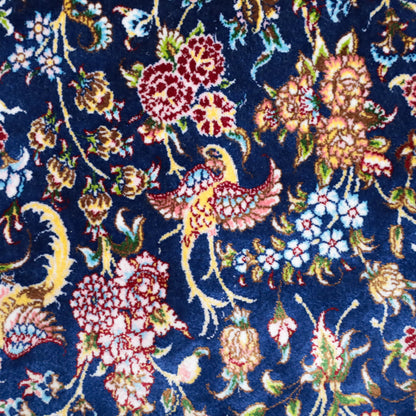 LUMINA モダールアートコレクション｜花鳥・花唐草柄 ネイビー×ピンク｜225×145cm（S-13314）