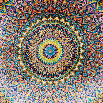 LUMINA モダールアートコレクション｜ゴンバド・羽根文様 ターコイズ×パープル｜230×148cm（S-13319）