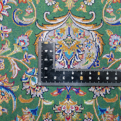 LUMINA モダールアートコレクション｜花形メダリオン柄 グリーン×アイボリー｜89×59cm（S-13348）