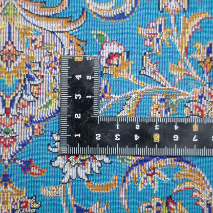 LUMINA モダールアートコレクション｜花形メダリオン柄 ターコイズ×クリーム｜88×58cm（S-13359）