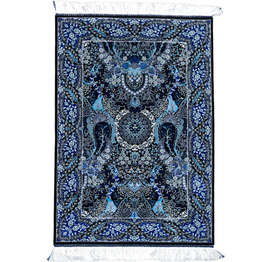 LUMINA モダールアートコレクション｜ボテ柄 ネイビー×ブルー｜120×80cm（S-13388）
