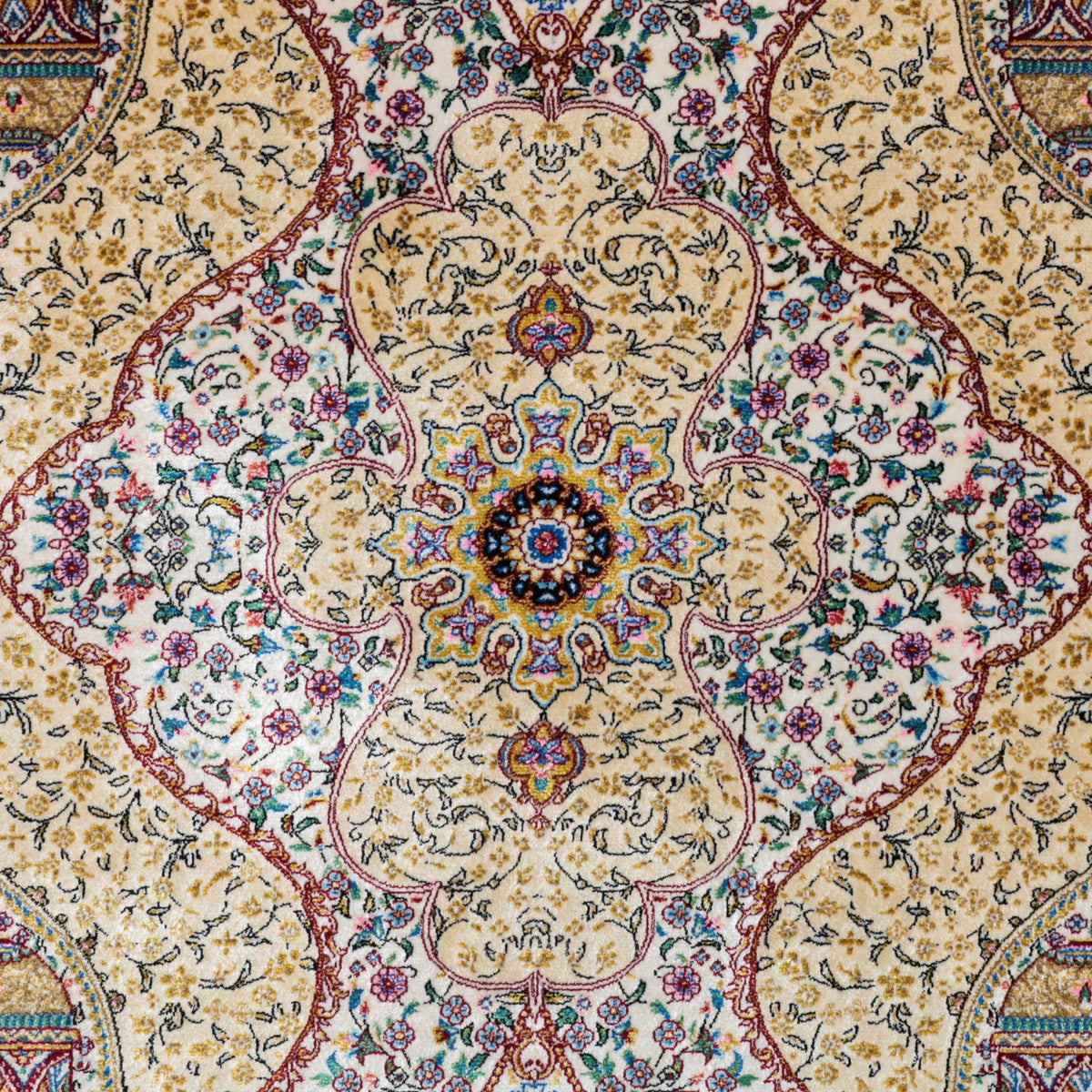 LUMINA モダールアートコレクション｜アーチ窓・メダリオン柄 アイボリー×ゴールド｜118×81cm（S-13397）